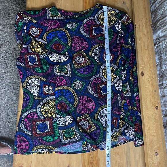 Vintage Evan Picone geometric designed l/s blouse women’s 14 - Picture 15 of 15